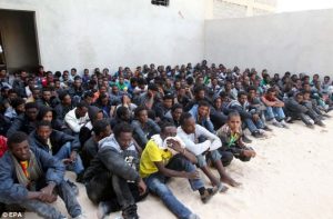 African migrants at a detention center in Libya