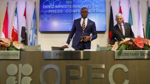 Nigeria's Oil Minister, Ibe Kachikwu at a previous OPEC meeting before yesterdays