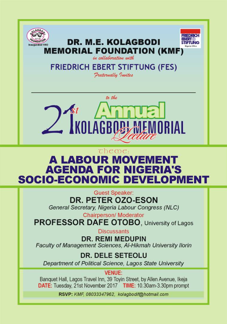 Foundation Announces 21st Annual Kolagbodi Lecture