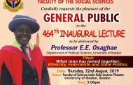 Prof Eghosa Osaghae Delivers 464th Inaugural Lecture at UI