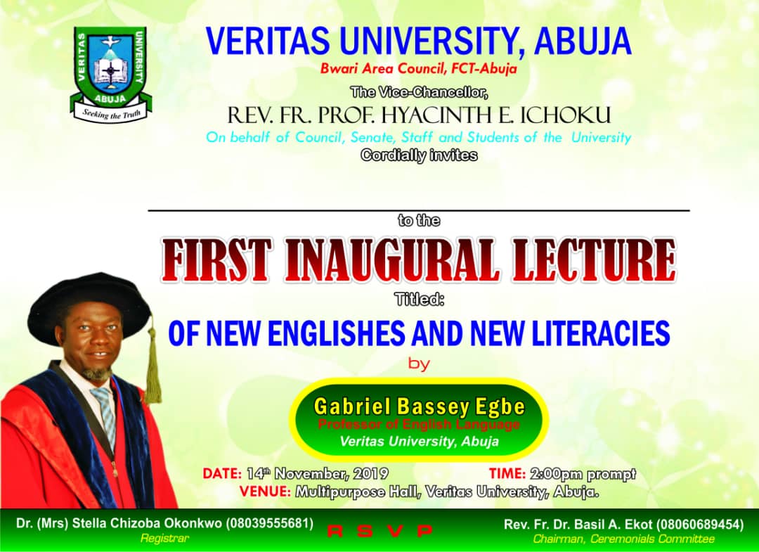 Inaugural Lecture With a Difference @ Veritas University, Abuja