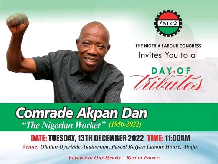 Nigeria's Leading Labour Platform Set to Mourn Comrade Akpan