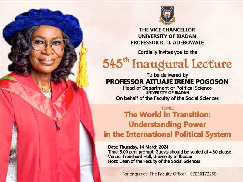 Ahead of Prof Irene Pogoson’s Academic Moment in IRs