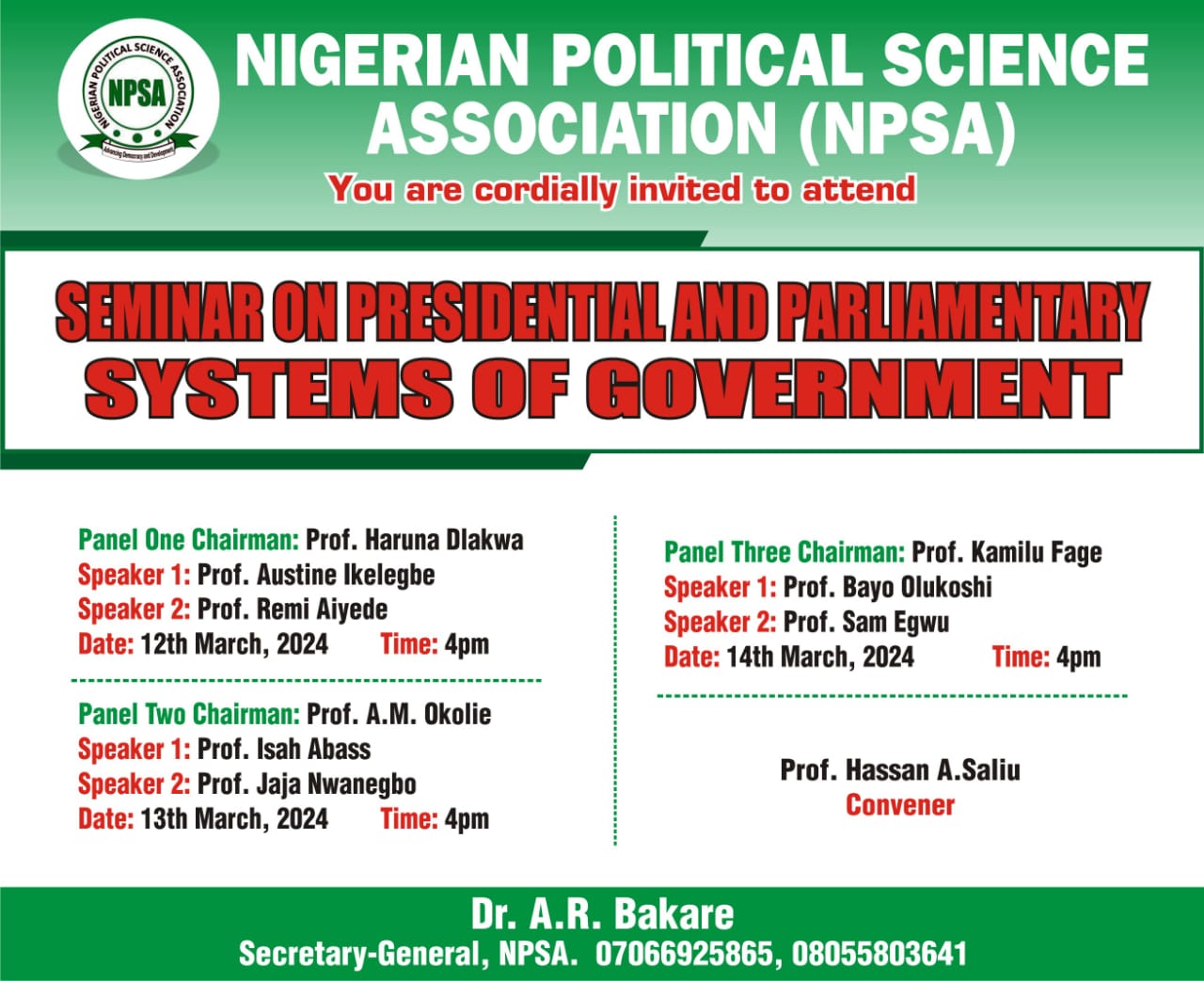 NPSA Cracks Parliamentary or Presidential System of Government Question in Nigeria