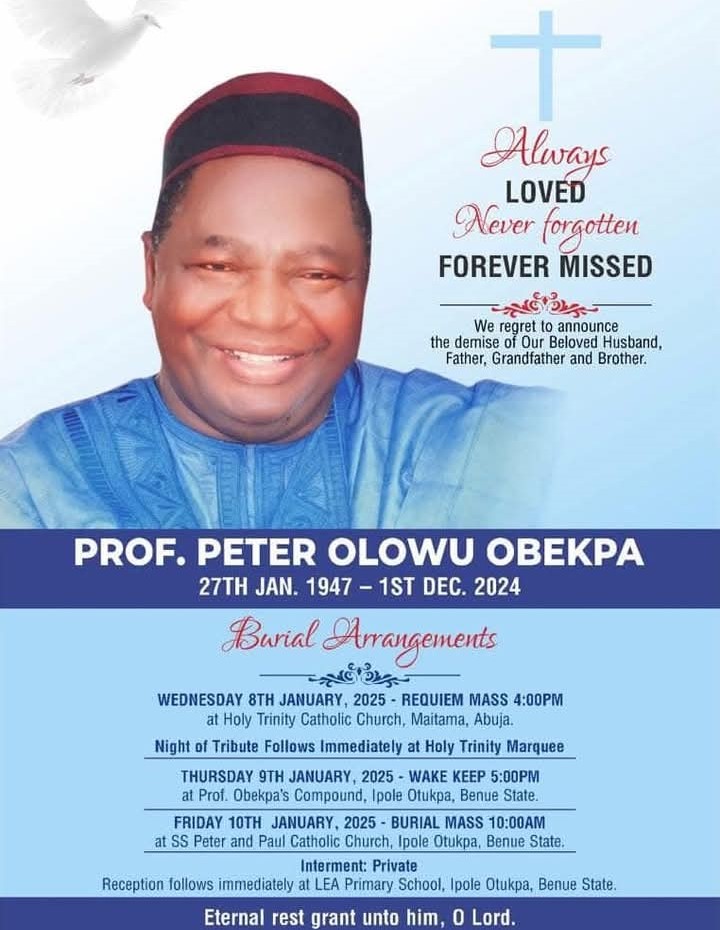 Colleagues, Students, Beneficiaries and Others Pour Encomiums on Late Prof Peter Obekpa in Abuja