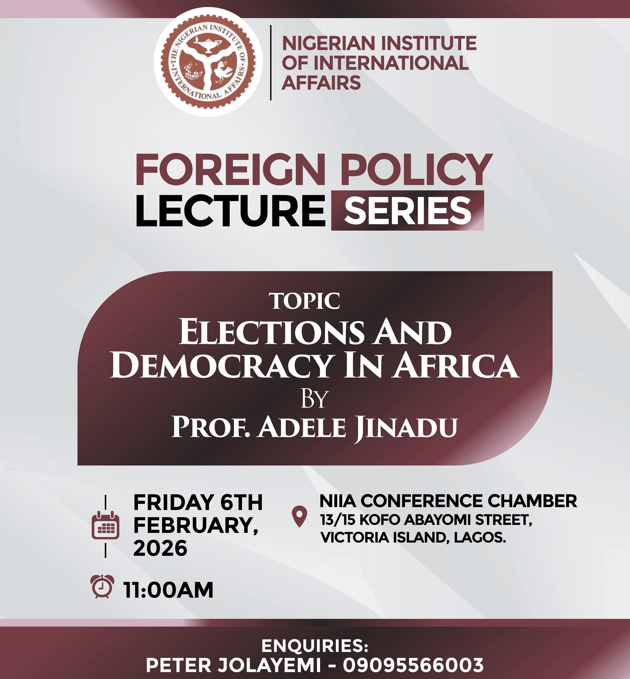 NIIA's Foreign Policy Lecture Tackles Elections-Democracy Puzzle in Africa 