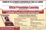 UNIJOS Political Science Unfolds Book on IRs and Democratic Governance in Nigeria